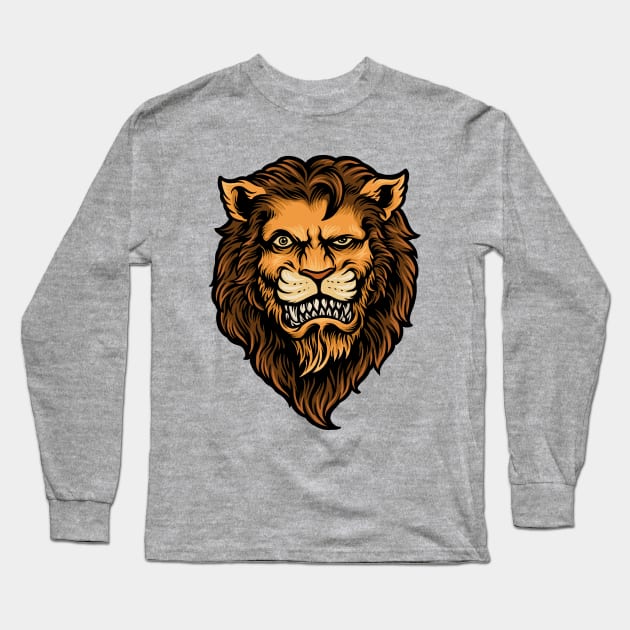 Lion head angry Long Sleeve T-Shirt by Mako Design 
